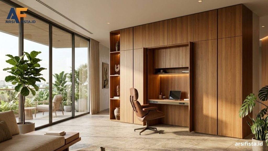 Home office 2.0 mengubah ruang kerja menjadi elemen desain interior yang tak terlihat (invisible). Simak rahasia furnitur modular dan integrasinya di sini.
